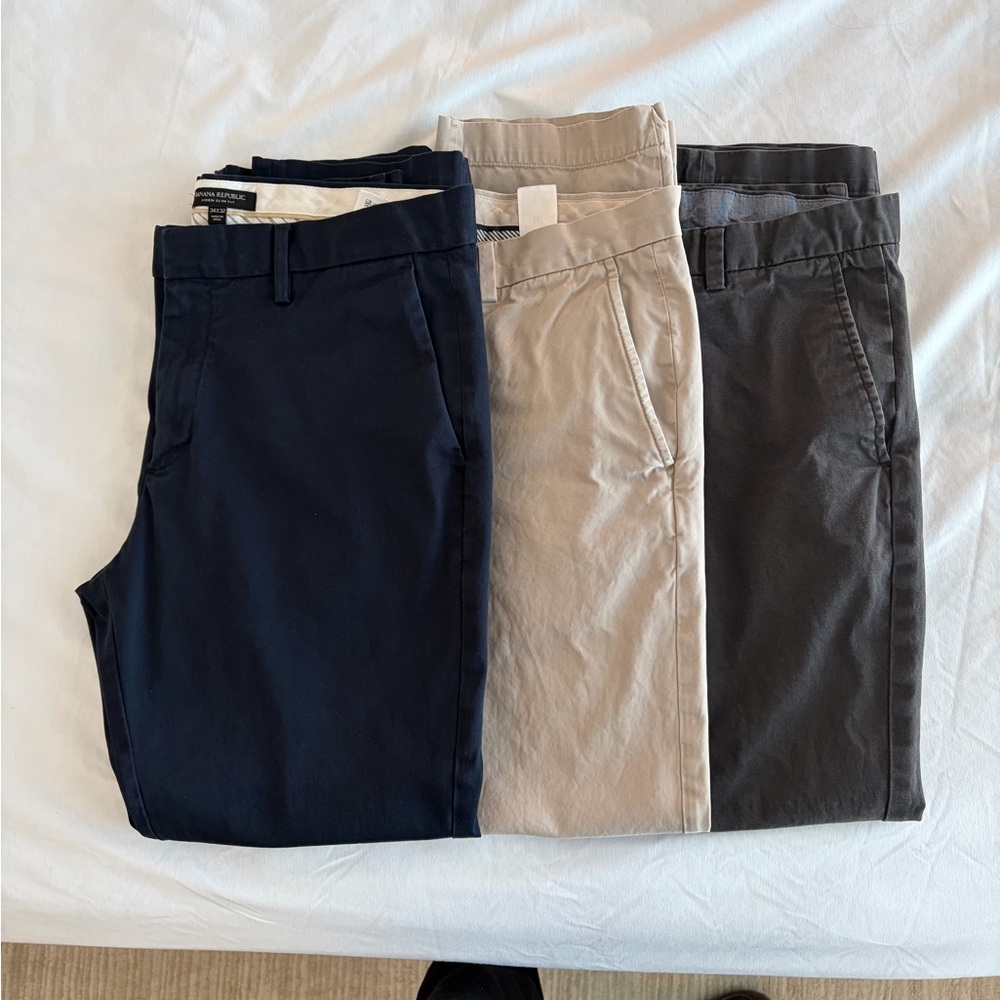 Set of 3 Banana Republic Aiden Slim fit chinos 34×32 actual (35×30)